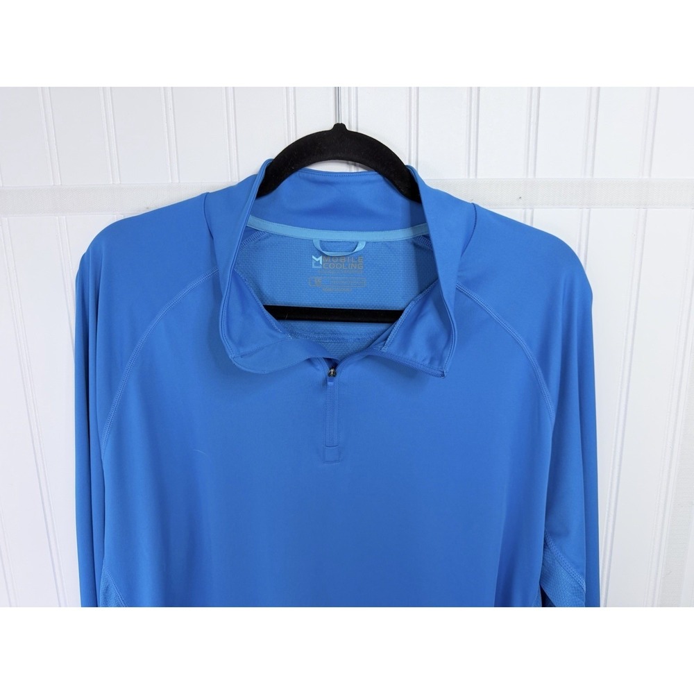 Fieldsheer Mobile Cooling 1/4 Zip Shirt Men Large Blue Excellent UPF 50+ Long Sl
